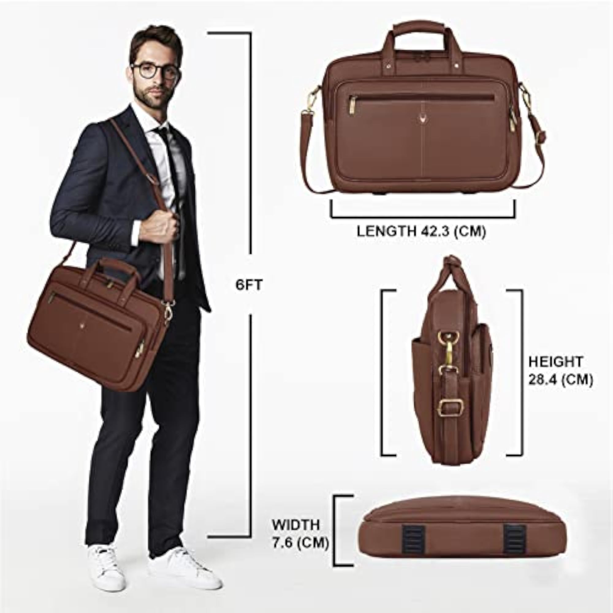 Leather 15 Inch Laptop Messenger Bag For Men